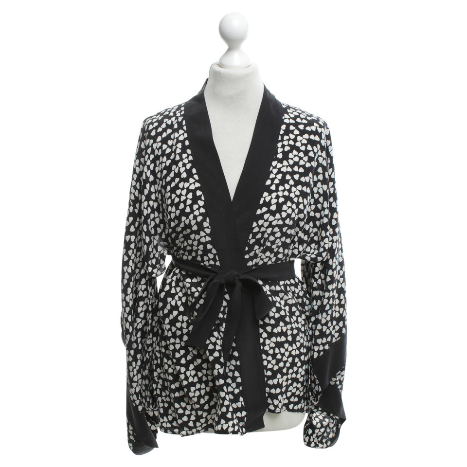 Equipment Kimono blouse in black and white