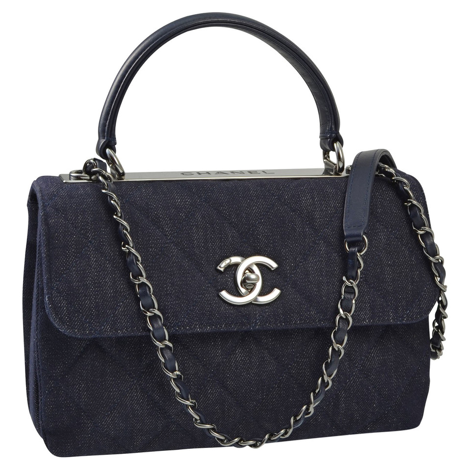 Chanel Bowling Bag Jeans fabric in Blue
