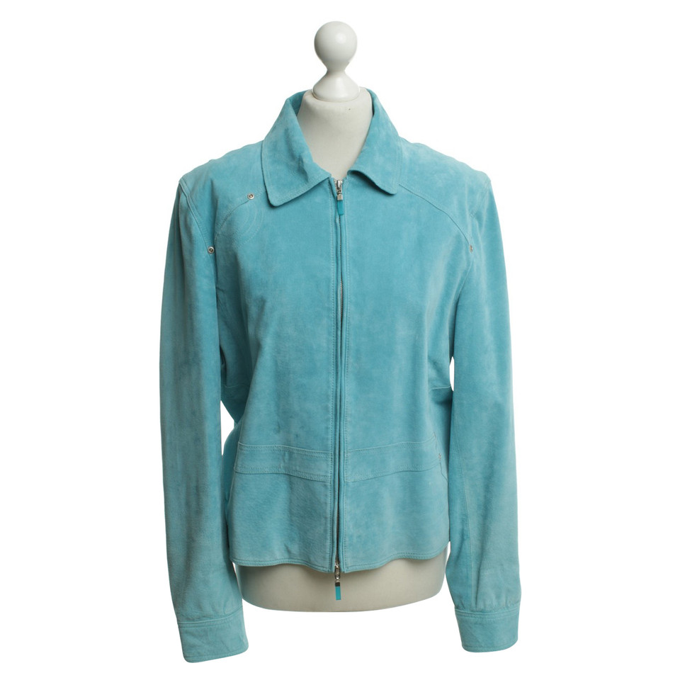 Arma Wild leather jacket in turquoise
