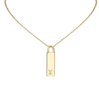 Louis Vuitton Gold Tone Logo Necklace