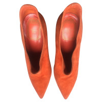 Christian Dior pumps / Peep toes in suede in orange