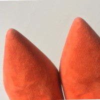 Christian Dior pumps / Peep toes in suede in orange
