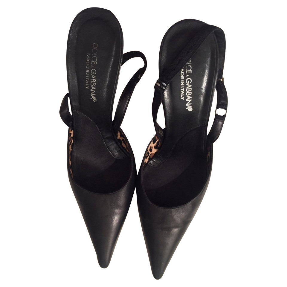 Dolce & Gabbana pumps / Peeptoes gemaakt van leer in zwart