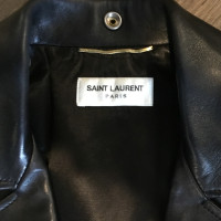 Saint Laurent Veste en cuir / manteau en noir