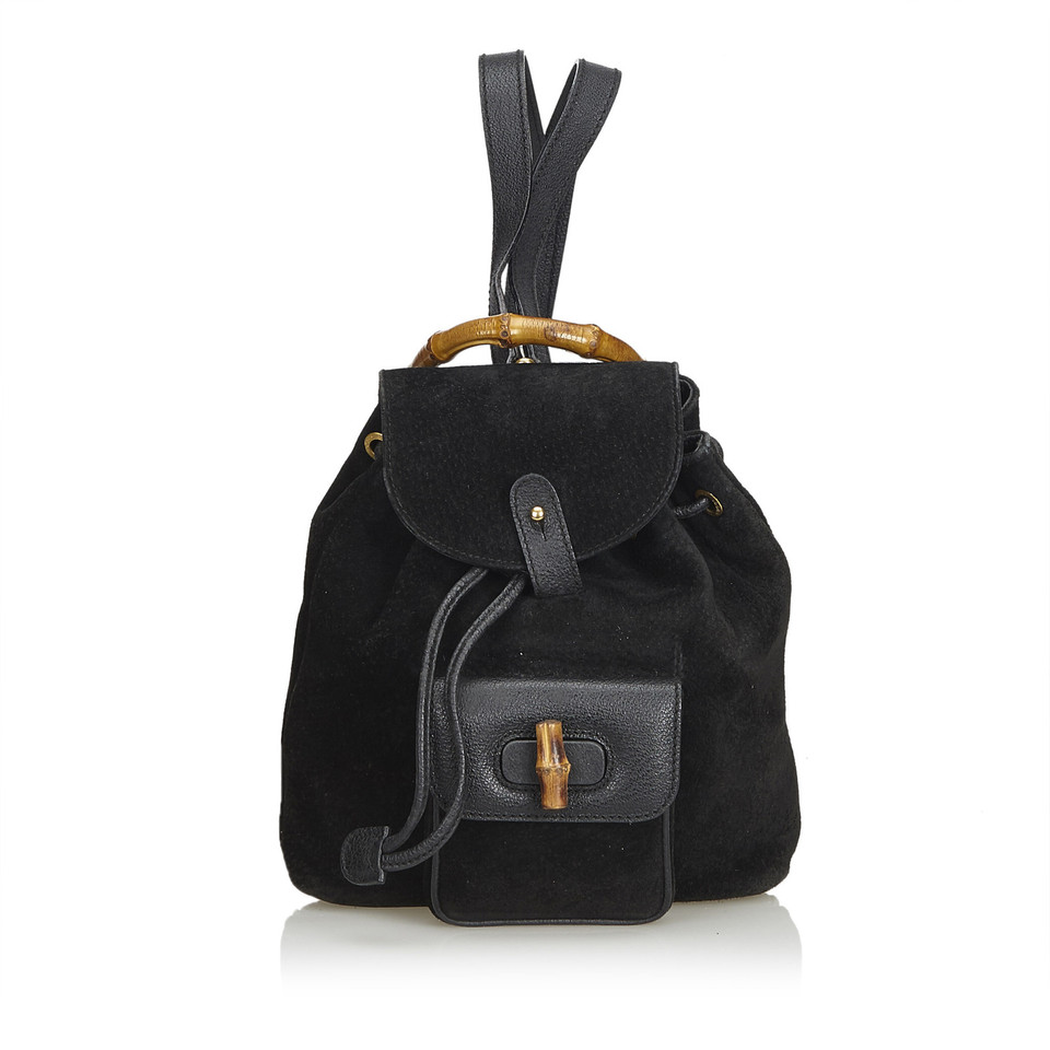 Gucci Bamboo Backpack aus Wildleder in Schwarz