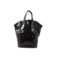 Yves Saint Laurent Shopper en cuir verni noir