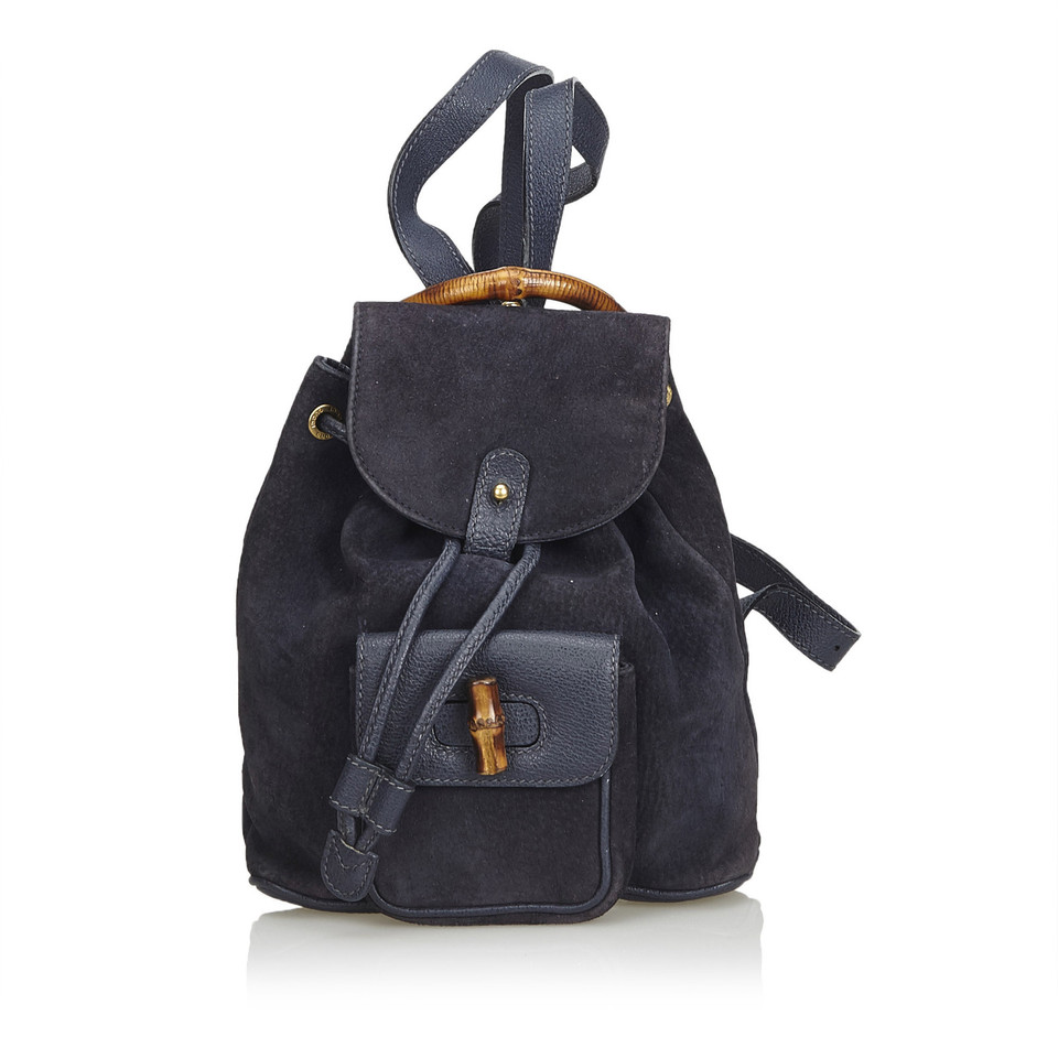 Gucci Bamboo Backpack in Pelle scamosciata in Nero