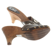 Costume National Wooden mules in brown