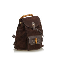 Gucci Bamboo Backpack in Pelle scamosciata in Marrone