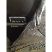 Versace Jacke/Mantel aus Leder in Schwarz