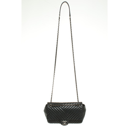 Chanel Flap Bag Leer in Zwart