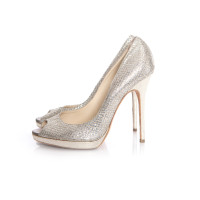 Jimmy Choo Pumps/Peeptoes aus Leder in Silbern