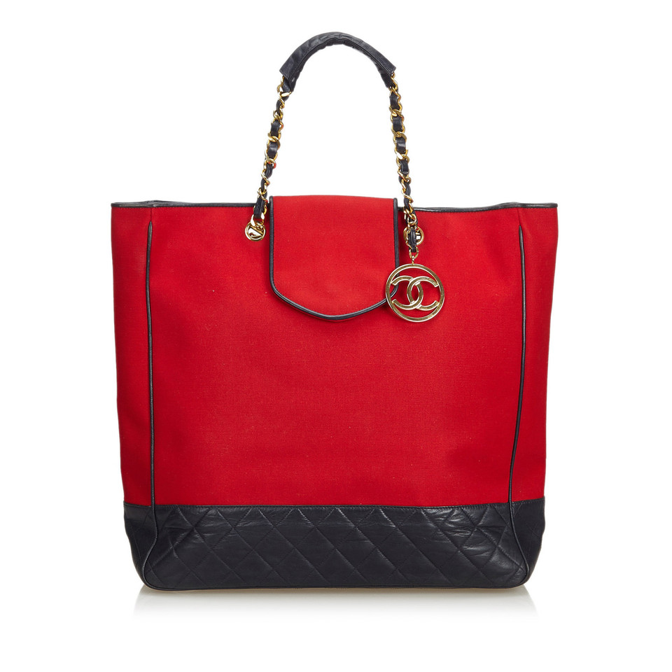 Chanel Tote Bag aus Baumwolle in Rot