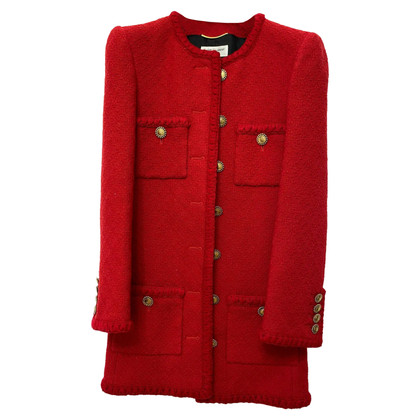 Saint Laurent Giacca/Cappotto in Lana in Rosso