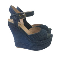 Miu Miu Wedges aus Jeansstoff in Blau