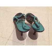 Fendi Sandals Leather in Turquoise