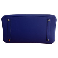 Hermès Birkin Bag 35 in Pelle verniciata in Blu