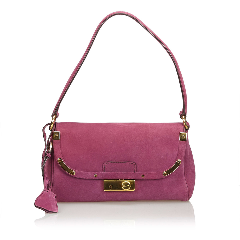 Prada Sac à bandoulière en Daim en Violet