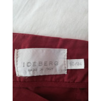 Iceberg Paire de Pantalon en Coton en Rouge