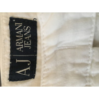 Armani Jeans Paire de Pantalon en Lin en Crème