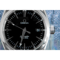 Omega Armbanduhr aus Leder in Schwarz