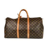 Louis Vuitton Keepall 50 in Tela in Marrone