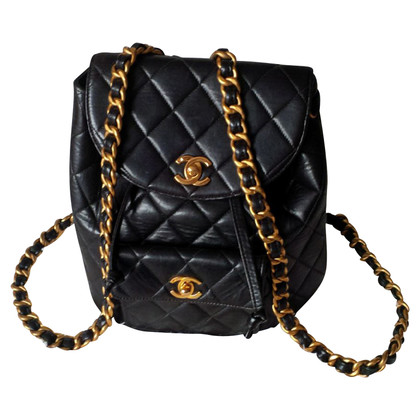 Chanel Duma Backpack Leer in Zwart