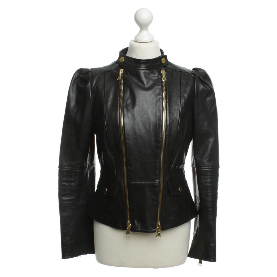 Moschino Cheap and Chic Leather jacket in black - Buy Second hand ...