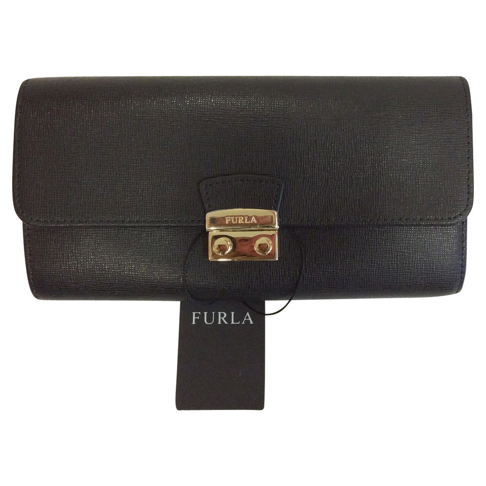 Furla Täschchen/Portemonnaie aus Leder in Schwarz