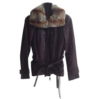 Marc Cain Leather jacket with fur trim