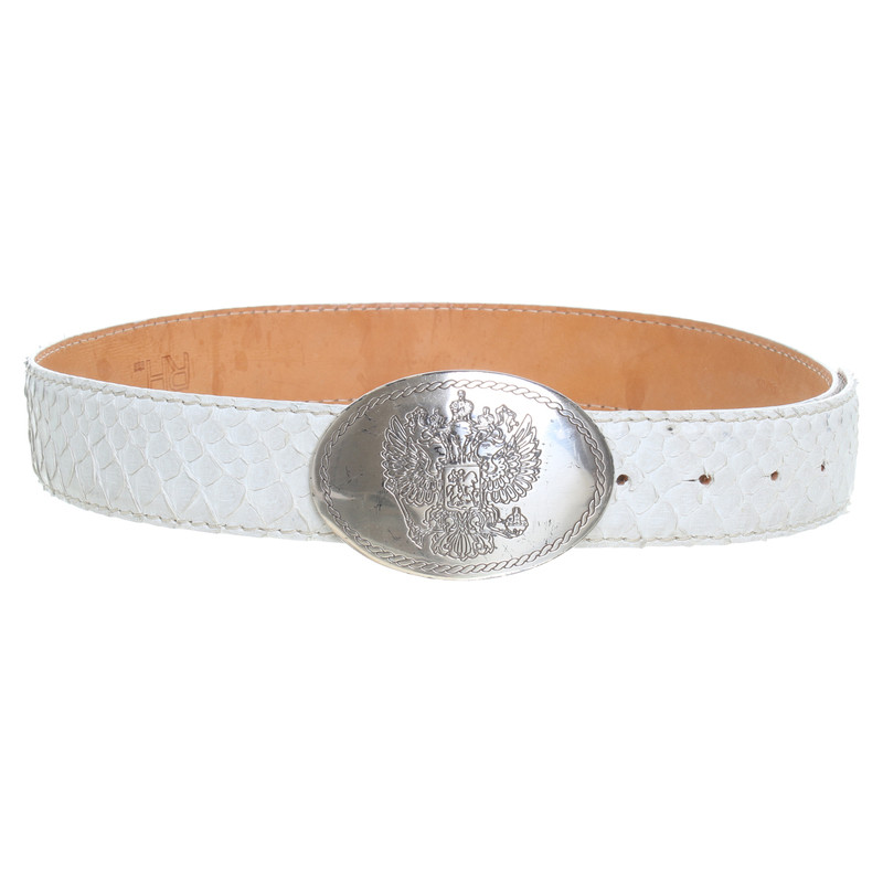 Reptile's House Snake leather belt in white