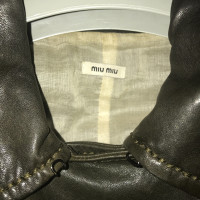 Miu Miu Jacket/Coat Leather in Petrol