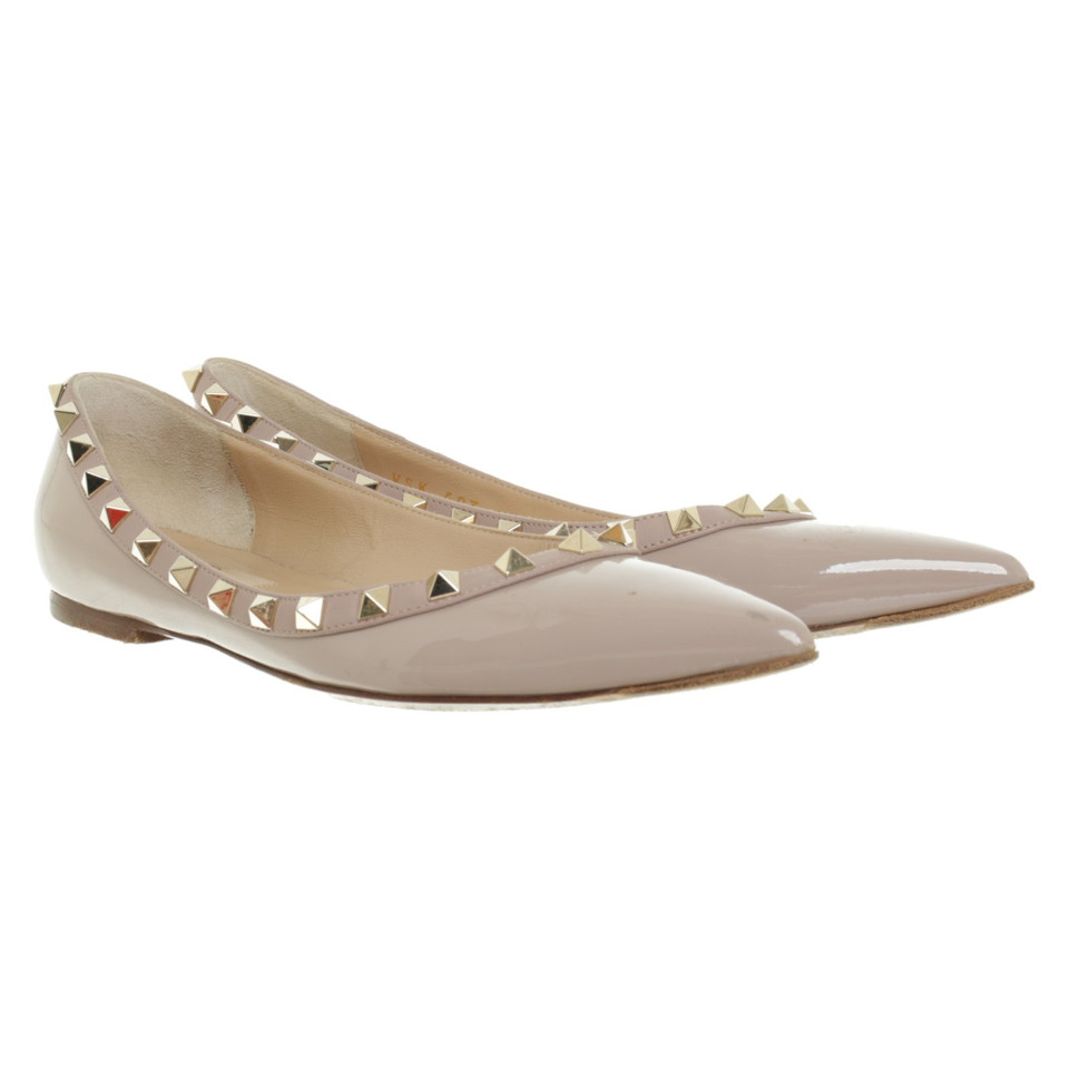 Valentino Garavani Rockstud Flats en Cuir en Nude