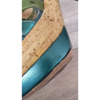 Prada Sandales en Cuir en Turquoise
