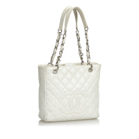 Chanel Caviar Petite Shopping Tote Bag in white leather