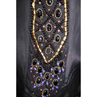 Antik Batik Kleid aus Seide in Schwarz