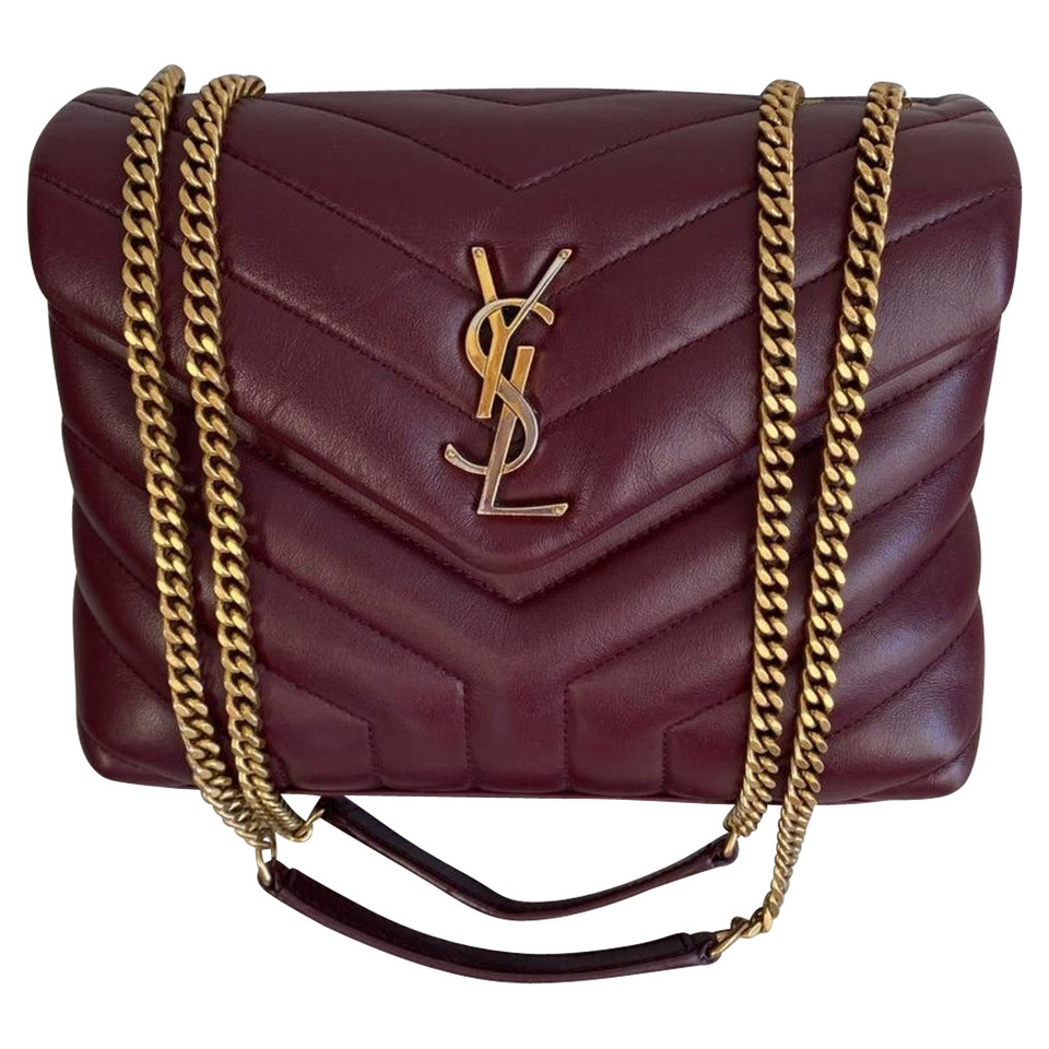 Saint Laurent Loulou Chain aus Leder in Bordeaux