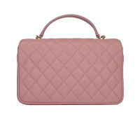 Chanel Flap Bag Top Handle Leer in Roze