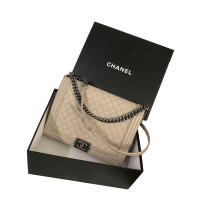 Chanel Boy Large Leer in Crème