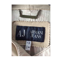 Armani Jeans Jacke/Mantel aus Leder in Beige