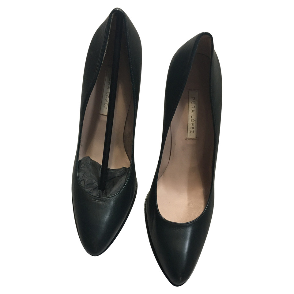 Pura Lopez Pumps/Peeptoes en Cuir en Gris