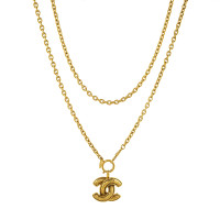Chanel Chaîne de couleur or avec pendentif logo