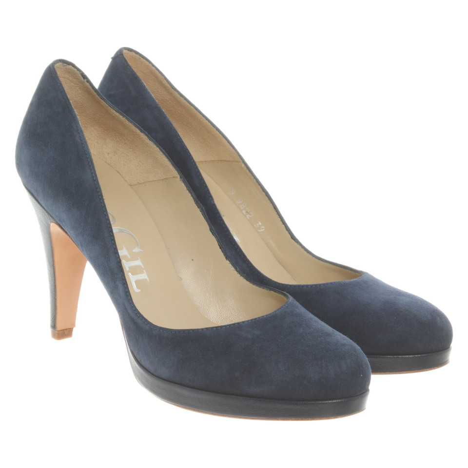 Paco Gil Pumps/Peeptoes aus Leder in Blau