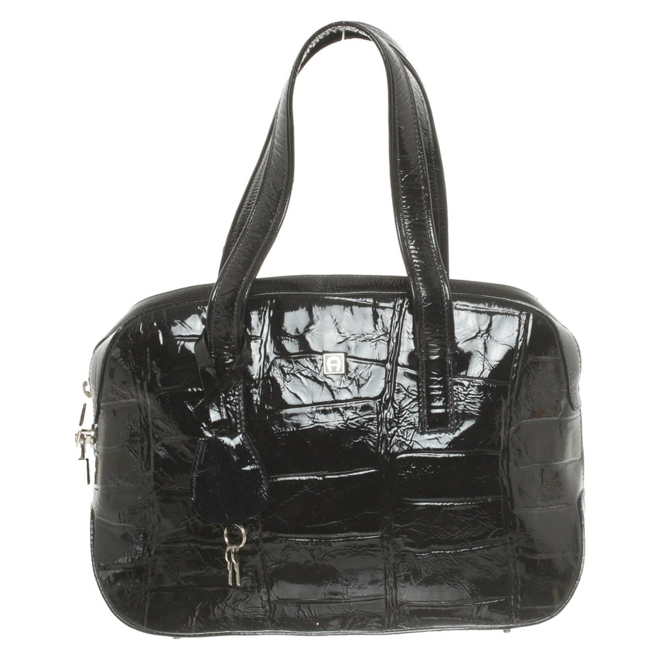 Aigner Handbag Patent leather in Blue