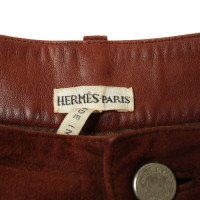 Hermès Pantaloni di pelle marrone