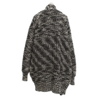 Maje Knitted coat in black / white