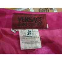 Versace Jupe en Cuir en Fuchsia