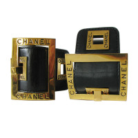 Chanel Two wide Leather Wristbands