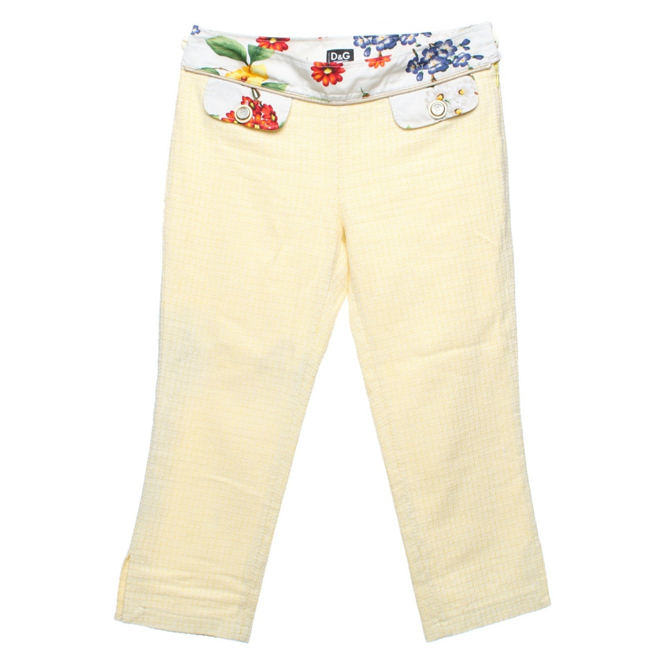 D&G Pantaloni Capri in giallo / bianco