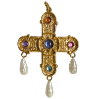 Chanel Gripoix Byzantine cross pendant / brooch